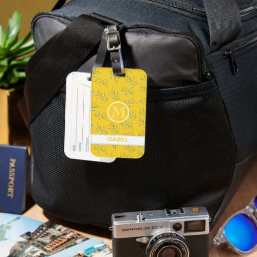 Gen Z Yellow background Fallen Leaves Luggage Tag