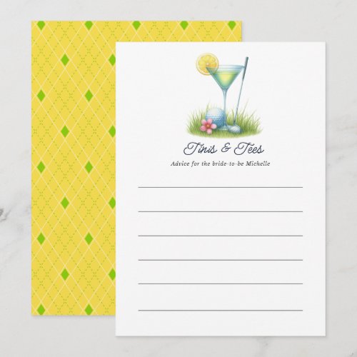 Gen Z Yellow & Brat Green Golf Bridal Shower Advice Card