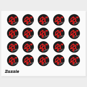 Gender Anarchy Classic Red on dark background Round Sticker