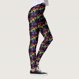 Gender Anarchy Rainbow colors & dark background v2 Leggings