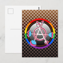 Gender Anarchy Symbol, Emblem on Dark Checkerboard