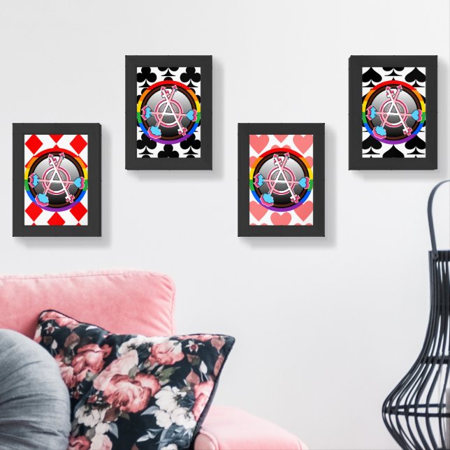 Gender Anarchy Symbol, Emblem on Dark Checkerboard Wall Art Sets (Livingroom)