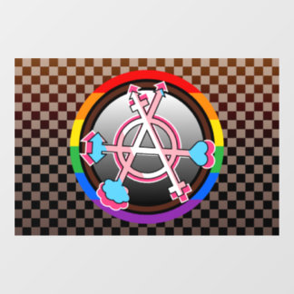 Gender Anarchy Symbol, Emblem on Dark Checkerboard Window Cling