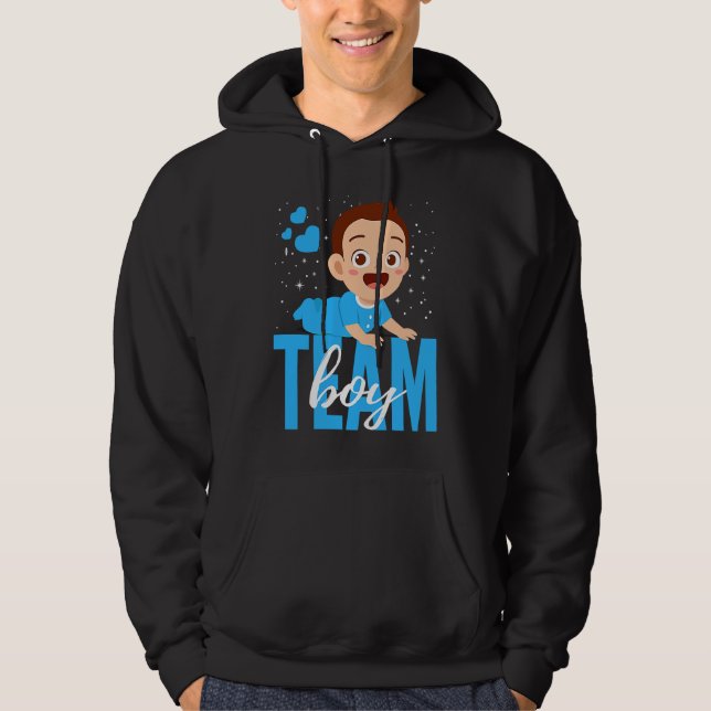 Gender Announcement  Team Boy Baby Party Reveal Pr Hoodie (Front)