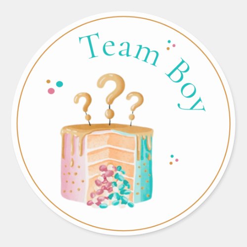 Gender Cake Boy team Gender Reveal Game Classic Round Sticker