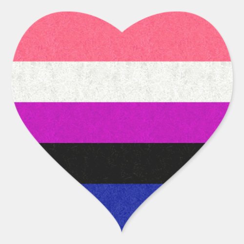 Gender Fluid Pride Flag Colored Background Design Heart Sticker