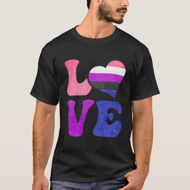 Gender Fluid Pride Flag Love He Lgbtq T-Shirt (Front)