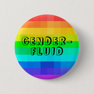 Gender-Fluid Pronouns LGBTQ Rainbow Button