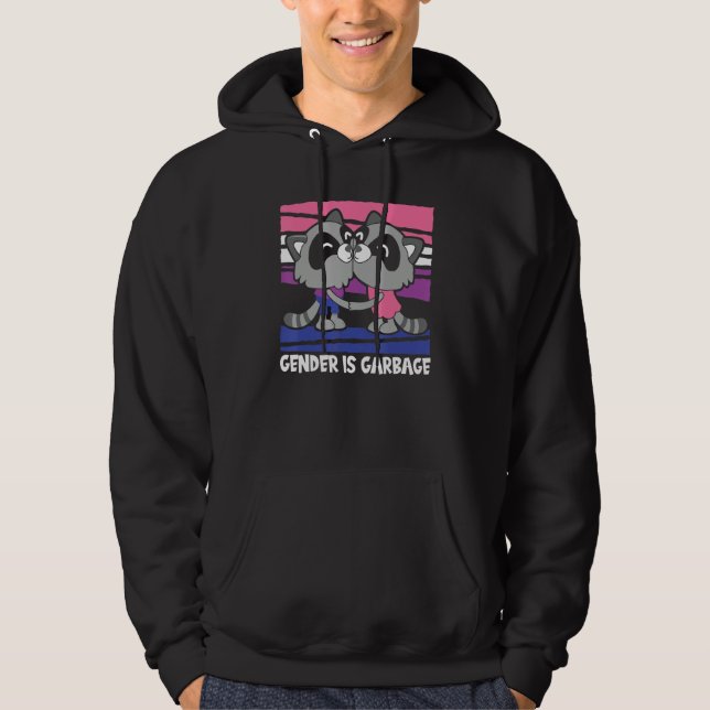Gender Fluid Racoon Non Binary - Pride Gender Is G Hoodie (Front)
