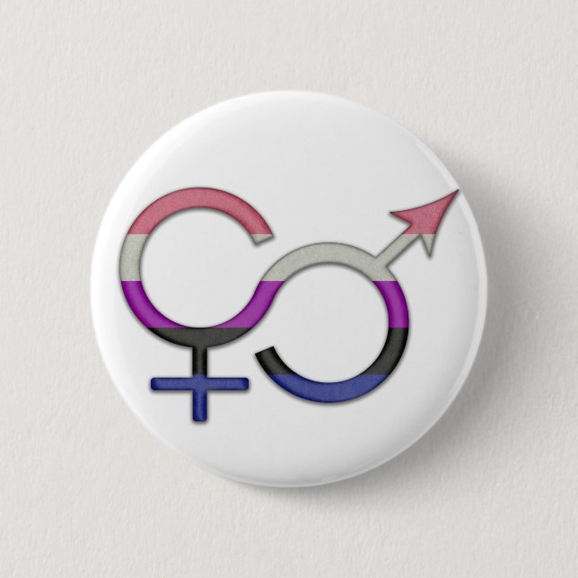 Gender Fluid Symbol in Pride Flag Colors Button (Front)