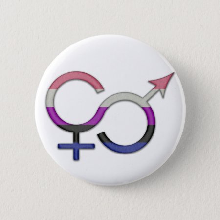 Gender Fluid Symbol In Pride Flag Colors Button