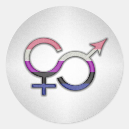 Gender Fluid Symbol in Pride Flag Colors Classic Round Sticker