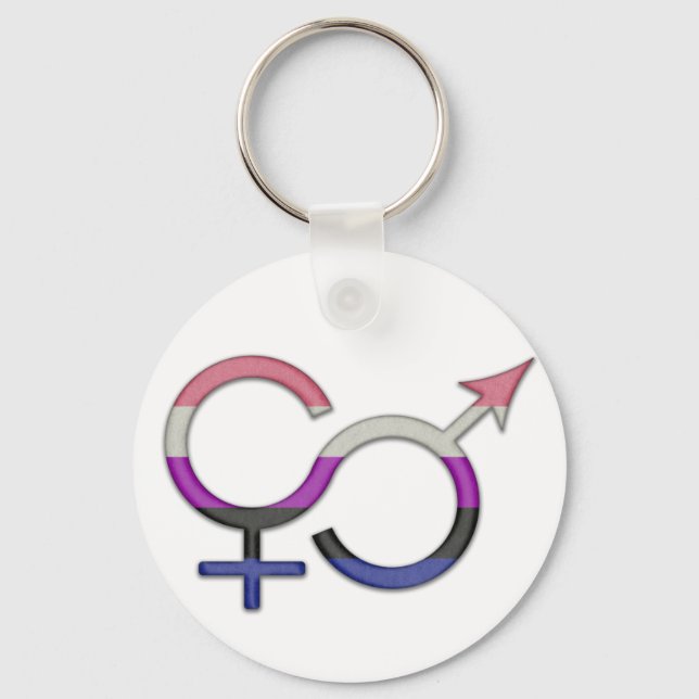 Gender Fluid Symbol in Pride Flag Colors Keychain (Front)