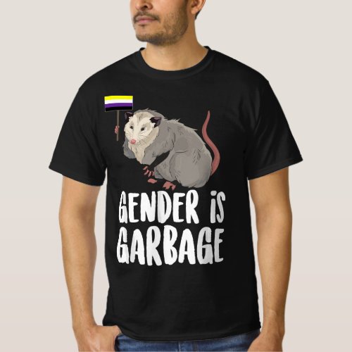 Gender Is Garbage Genderfluid Non_Binary Possum  T_Shirt