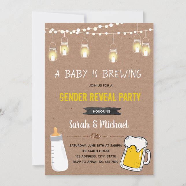 Gender Neutral A Baby is Brewing invitation (Front)