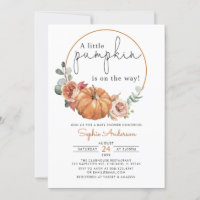 Gender Neutral A Little Pumpkin Fall Baby Shower Invitation