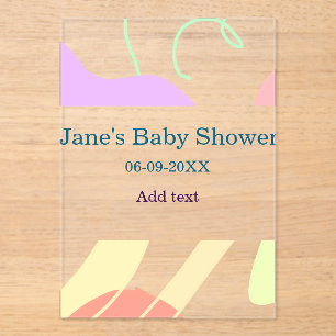 Gender neutral abstract shapes baby shower name acrylic invitations