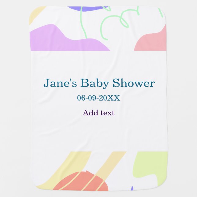Gender neutral abstract shapes baby shower name baby blanket (Front)
