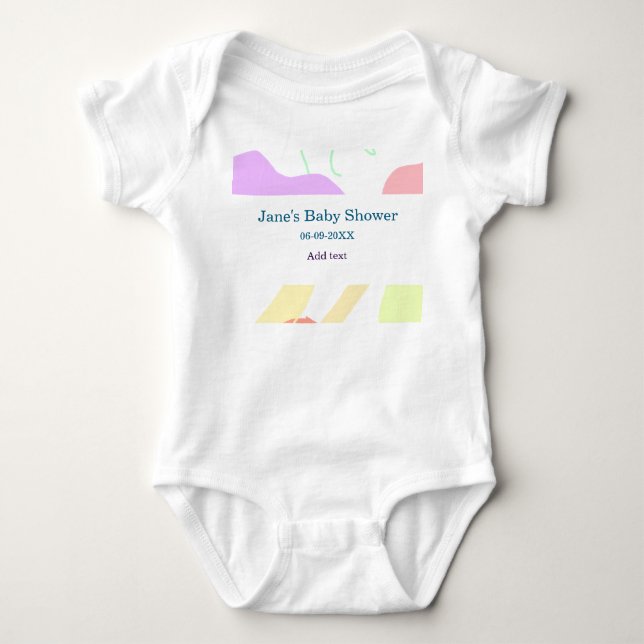 Gender neutral abstract shapes baby shower name baby bodysuit (Front)