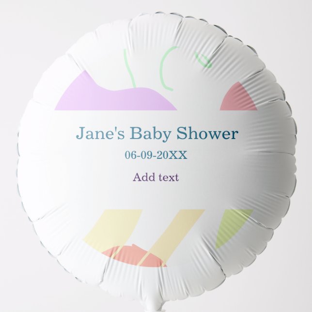 Gender neutral abstract shapes baby shower name balloon (Front)