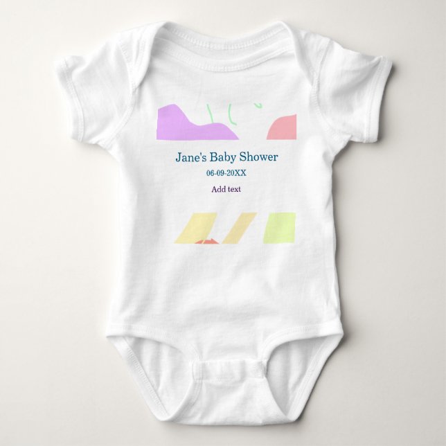 Gender neutral abstract shapes baby shower name bodysuit (Front)