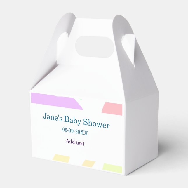 Gender neutral abstract shapes baby shower name favor boxes (Front Side)