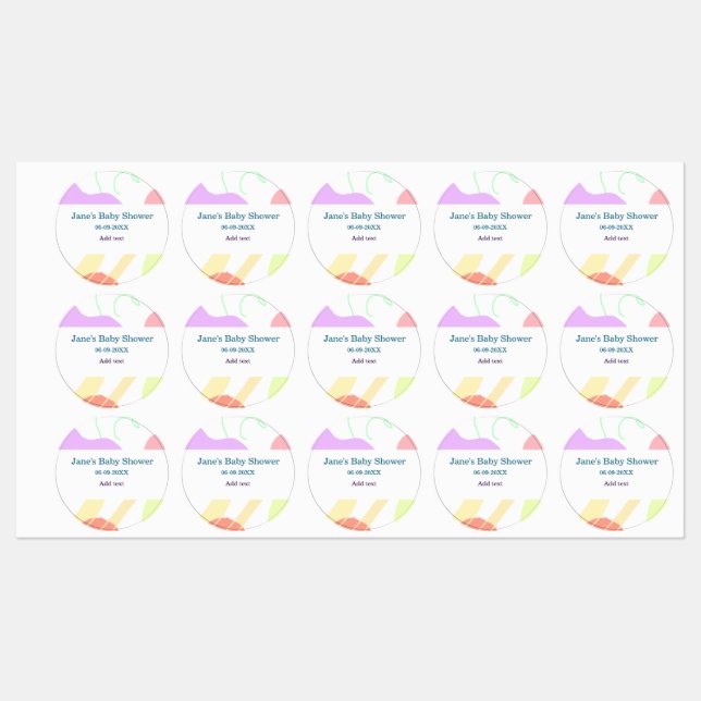 Gender neutral abstract shapes baby shower name labels (Sheet)