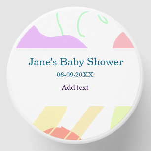 Gender neutral abstract shapes baby shower name mini candle favors