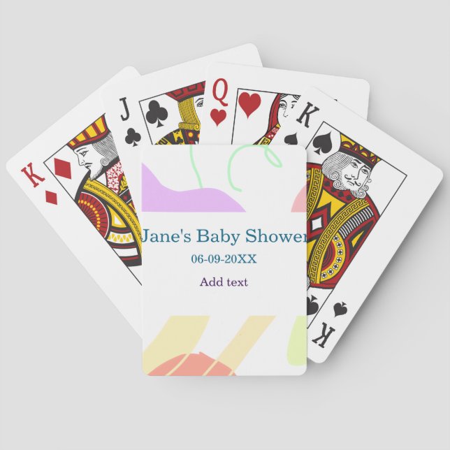 Gender neutral abstract shapes baby shower name poker cards (Back)