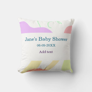 Gender neutral abstract shapes baby shower name throw pillow