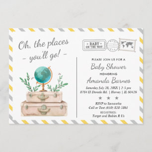 Gender Neutral Adventure World Travel Baby Shower Invitation