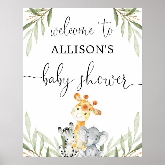 Gender neutral animals baby shower welcome sign | Zazzle.com