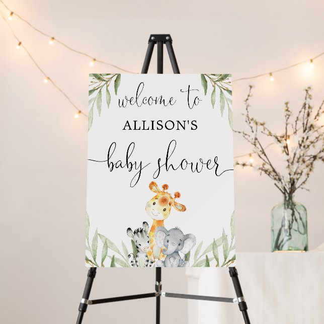 Gender neutral animals baby shower welcome sign (In Situ (Stand))