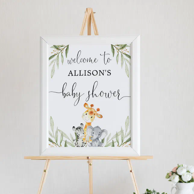 Gender neutral animals baby shower welcome sign | Zazzle