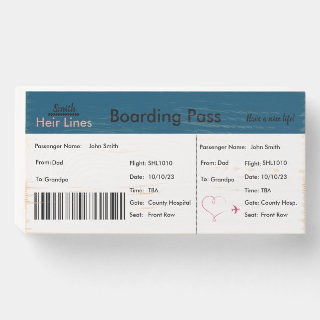 Gender Neutral Baby Announcement Travel-Theme Wooden Box Sign (Front Horizontal)