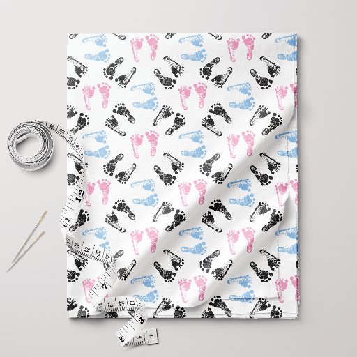 Gender Neutral Baby Footprint Fabric