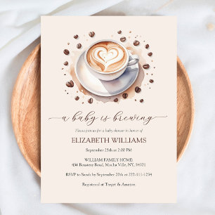 Gender Neutral Baby is Brewing Coffee Baby Shower Invitation