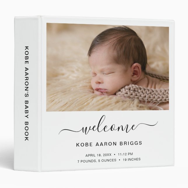 Gender Neutral Baby Photo Album Book 3 Ring Binder (Front/Spine)