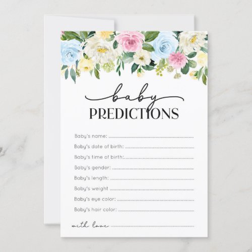 Gender Neutral Baby Shower Baby Predictions Cards