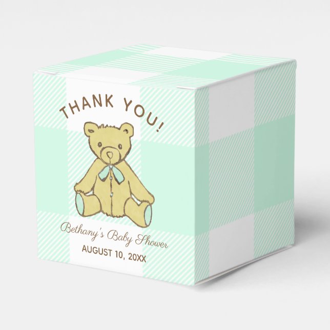 Gender Neutral Baby Shower Bear Thank You Favor Boxes (Front Side)
