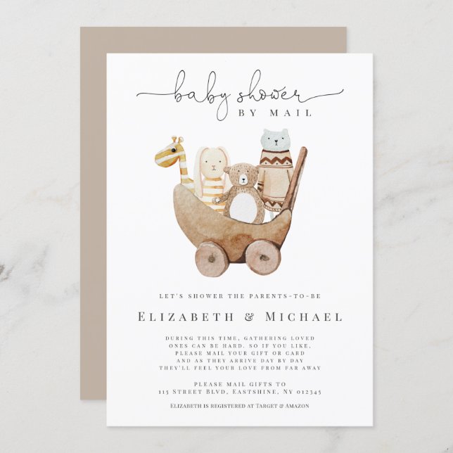 Gender Neutral Baby Shower By Mail Boho Watercolor Invitation (Front/Back)