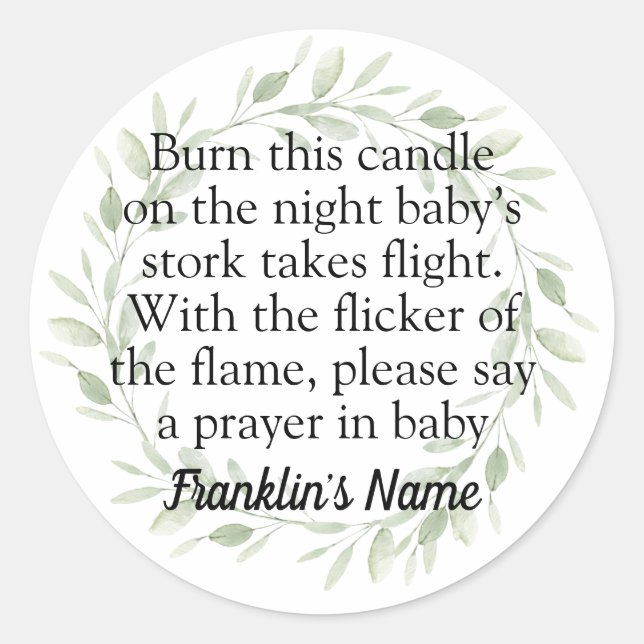 Gender Neutral Baby Shower Candle Favor Classic Ro Classic Round Sticker (Front)