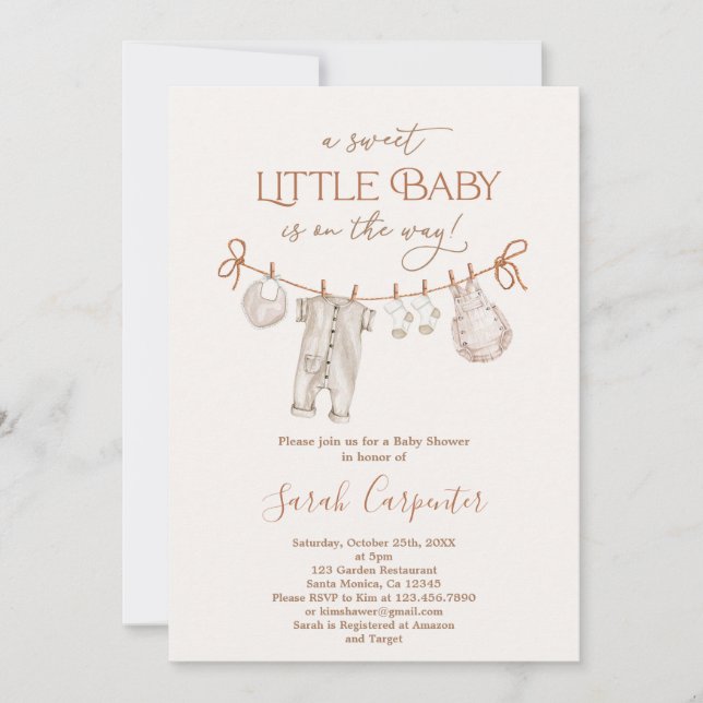 Gender Neutral Baby Shower Clothes Invitation (Front)