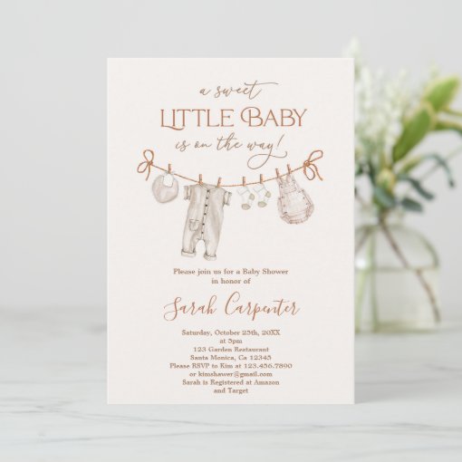 Gender Neutral Baby Shower Clothes Invitation | Zazzle