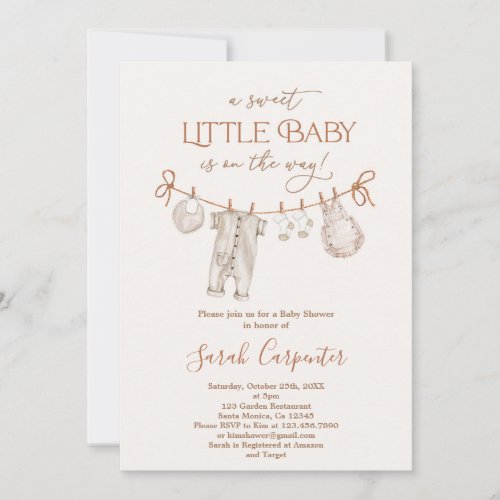 Gender Neutral Baby Shower Clothes Invitation