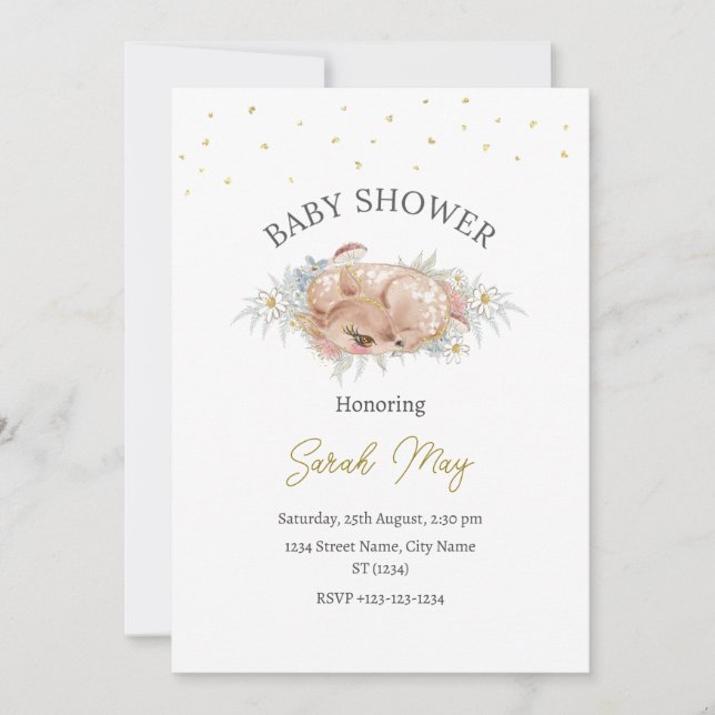 Gender Neutral Baby Shower Cute Deer Invitation (Front)