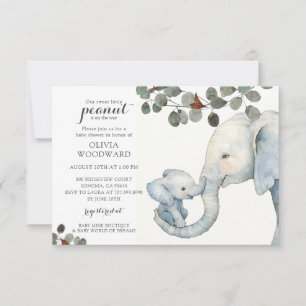 Gender Neutral Baby Shower Elephant And Greenery Invitation
