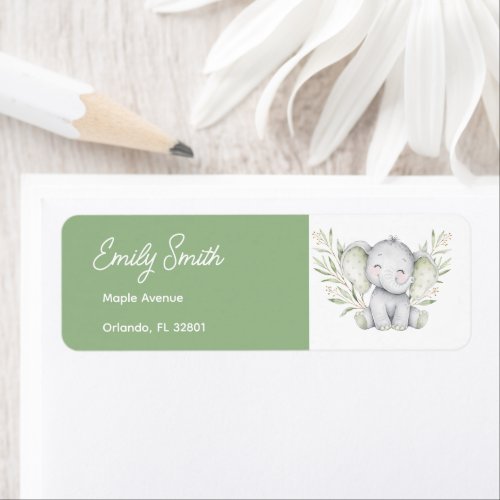 Gender Neutral Baby Shower Elephant Eucalyptus Label