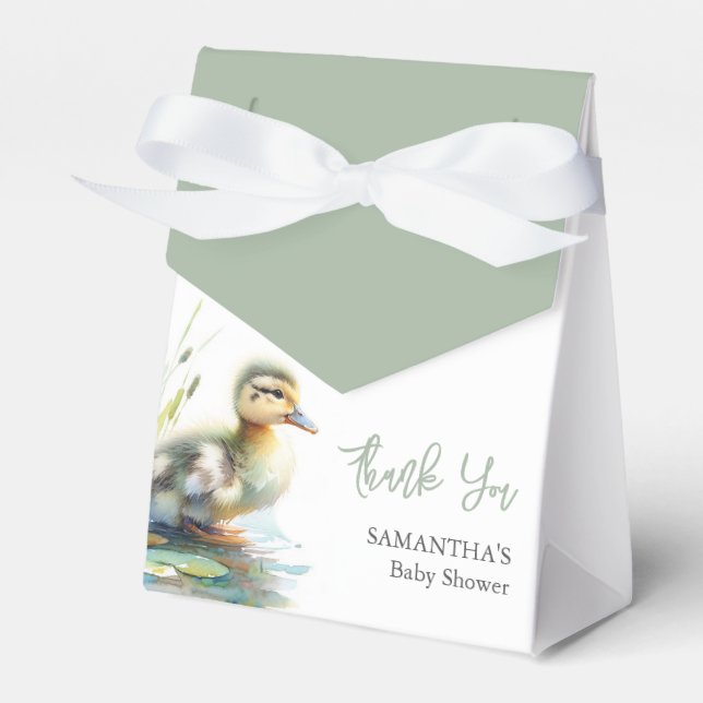 Gender Neutral Baby Shower Favor Boxes Duck Theme (Front Side)