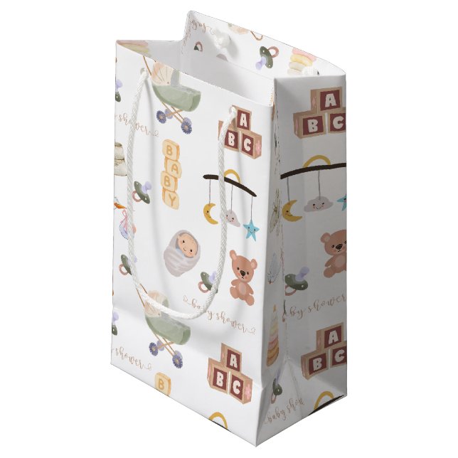 Gender Neutral Baby Shower Gift Bag (Front Angled)